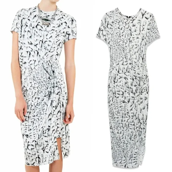 Helmut Lang | Dresses | Helmut Lang Dress Strata Twist Front Knot Printed  Jersey | Poshmark
